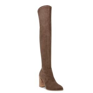 DV Dolce Vita Women's Gollie Block Heel Over The Knee Boots Tan Suede Size 9